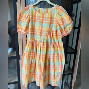 Urban Outfitters Orange & Yellow Plaid Mini Dress